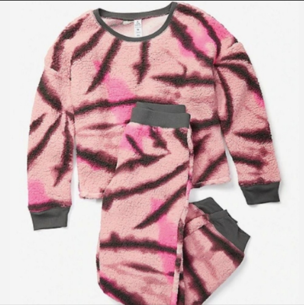 Justice Tie Dye Sherpa Pajama Set Size 10